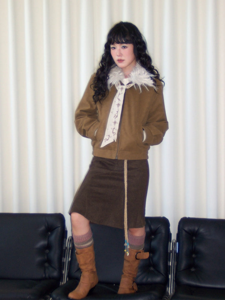 "Before Sunrise" Fur Collar Retro Slimming Jacket【s0000014731】