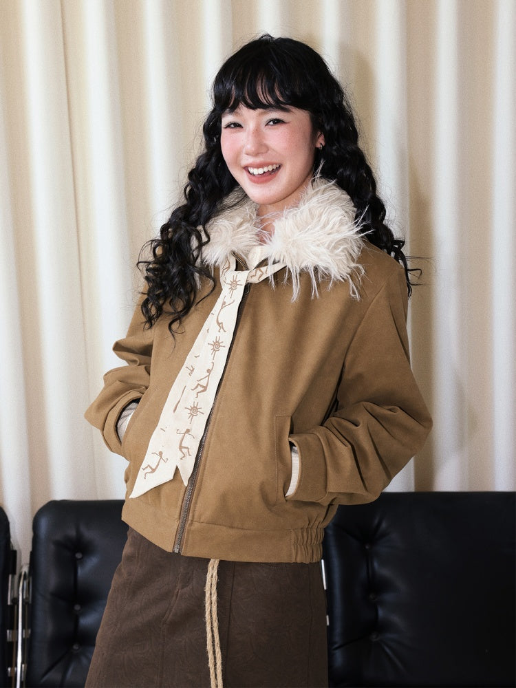 "Before Sunrise" Fur Collar Retro Slimming Jacket【s0000014731】
