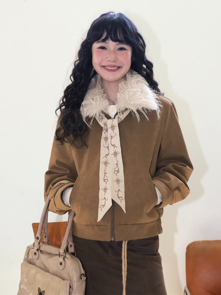 "Before Sunrise" Fur Collar Retro Slimming Jacket【s0000014731】