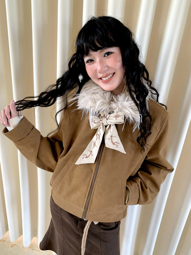 "Before Sunrise" Fur Collar Retro Slimming Jacket【s0000014731】