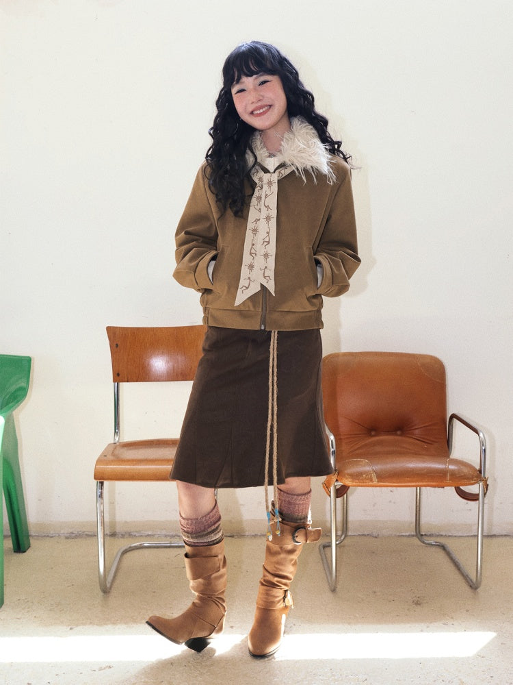 "Before Sunrise" Fur Collar Retro Slimming Jacket【s0000014731】