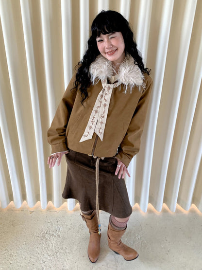 "Before Sunrise" Fur Collar Retro Slimming Jacket【s0000014731】