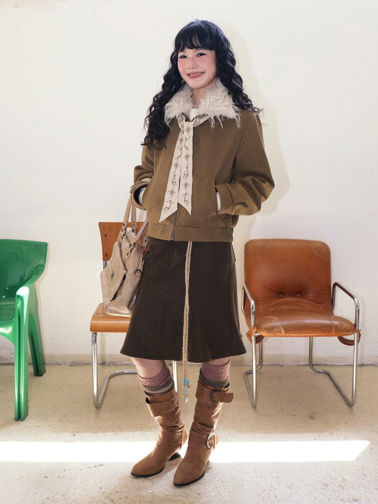 "Before Sunrise" Fur Collar Retro Slimming Jacket【s0000014731】