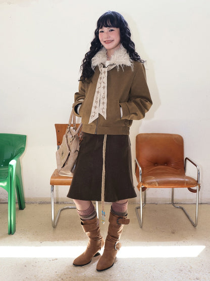 "Before Sunrise" Fur Collar Retro Slimming Jacket【s0000014731】