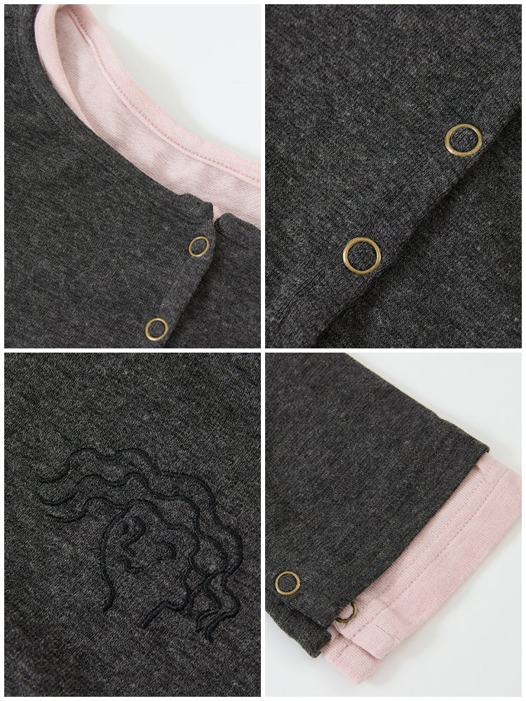 "Interlude" Fake Two Embroidered Long-Sleeved T-Shirts【s0000014733】