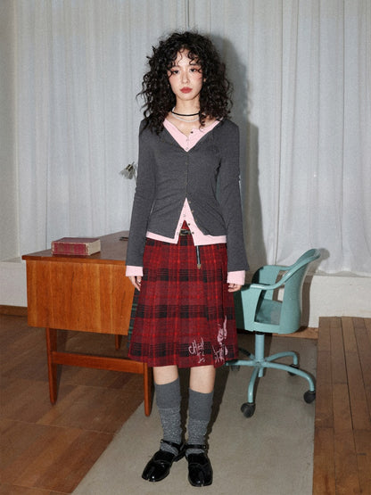 "Interlude" Fake Two Embroidered Long-Sleeved T-Shirts【s0000014733】