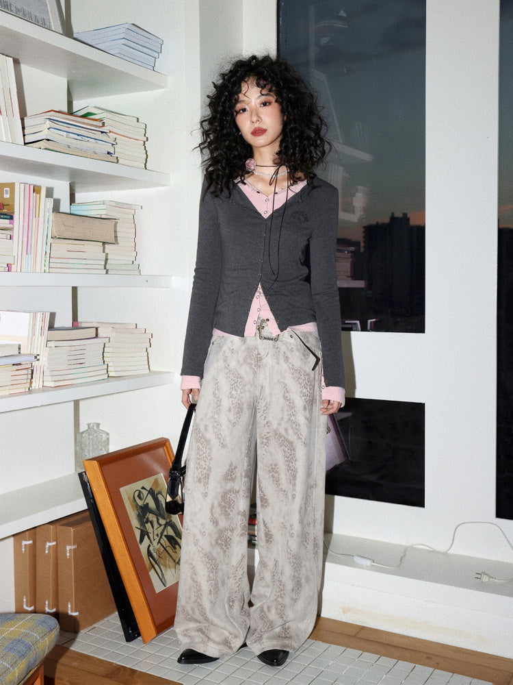 "Interlude" Fake Two Embroidered Long-Sleeved T-Shirts【s0000014733】