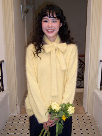 "Dim Sum Roll" Sheep Wool Solid Color Belt Scarf Pullover Sweater【s0000014734】