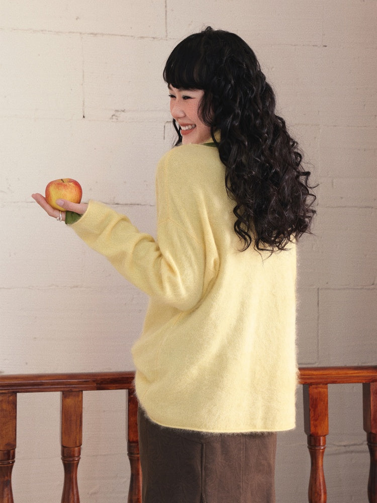 "Dim Sum Roll" Sheep Wool Solid Color Belt Scarf Pullover Sweater【s0000014734】
