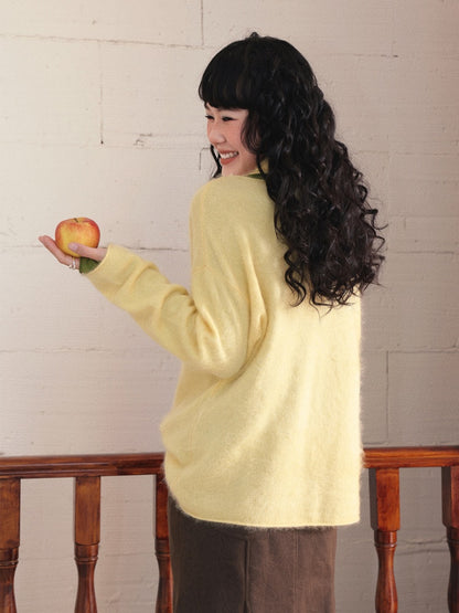 "Dim Sum Roll" Sheep Wool Solid Color Belt Scarf Pullover Sweater【s0000014734】