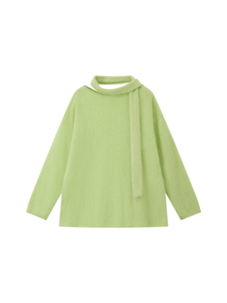 "Dim Sum Roll" Sheep Wool Solid Color Belt Scarf Pullover Sweater【s0000014734】