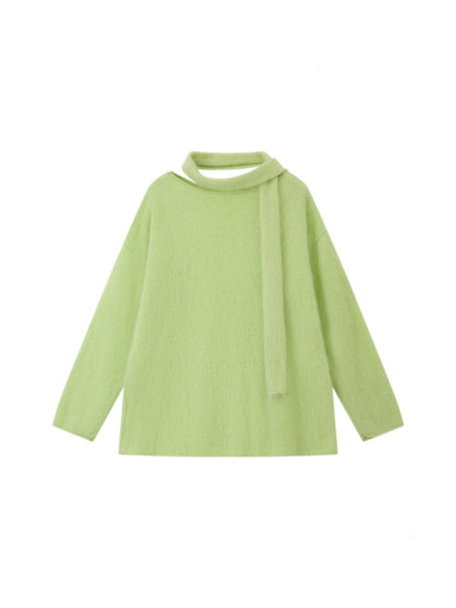"Dim Sum Roll" Sheep Wool Solid Color Belt Scarf Pullover Sweater【s0000014734】