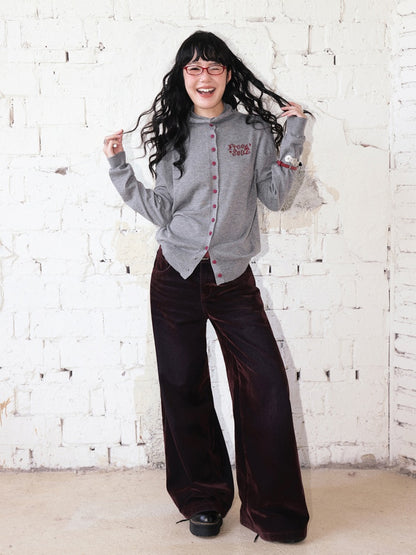 "Seventh Mist" Micro-Elastic Flocked Glossy Jeans【s0000014736】