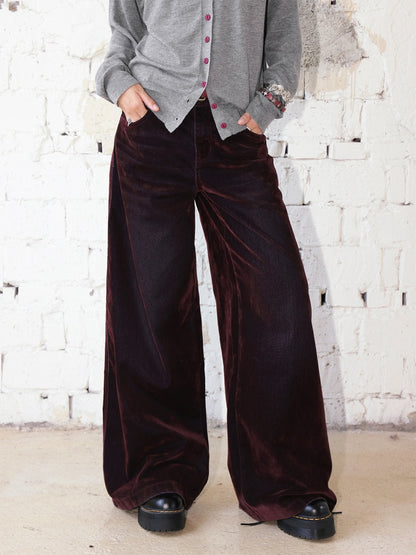 "Seventh Mist" Micro-Elastic Flocked Glossy Jeans【s0000014736】