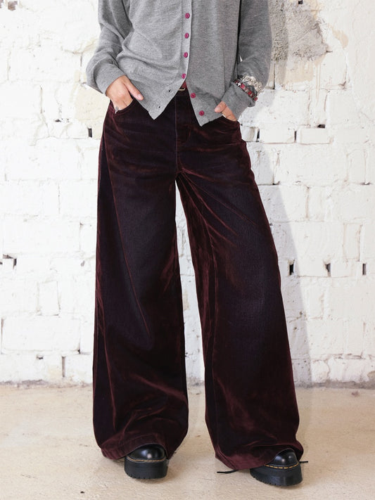 "Seventh Mist" Micro-Elastic Flocked Glossy Jeans【s0000014736】
