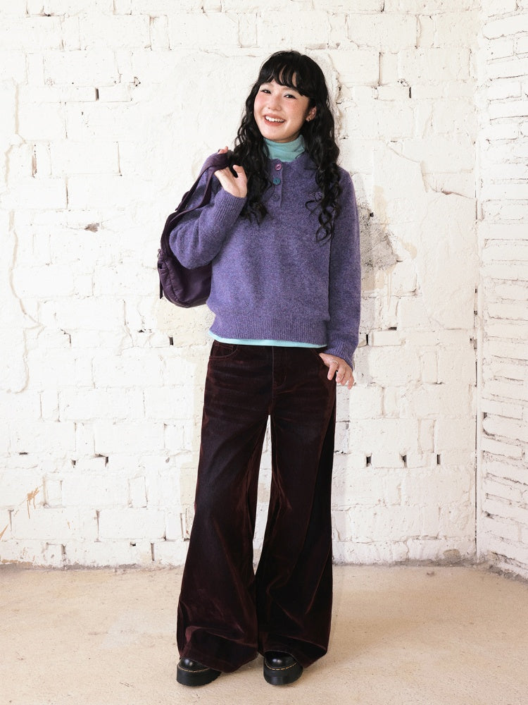 "Seventh Mist" Micro-Elastic Flocked Glossy Jeans【s0000014736】