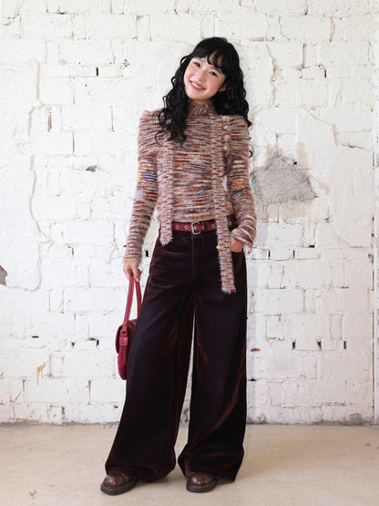 "Seventh Mist" Micro-Elastic Flocked Glossy Jeans【s0000014736】