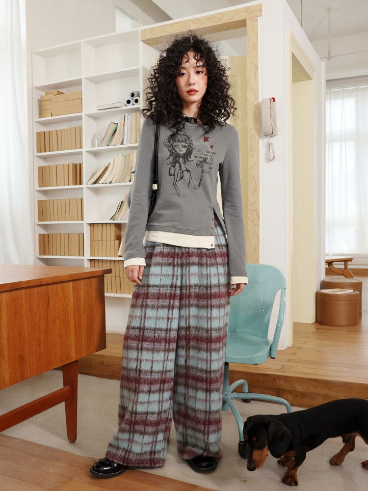 "Fleece Walk" Semi-Elastic Waist Slightly Woolen Slacks【s0000014738】