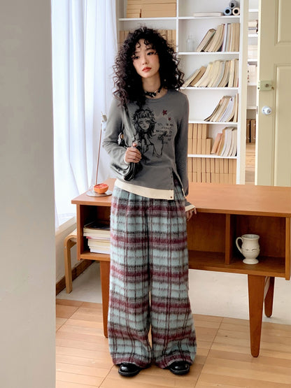 "Fleece Walk" Semi-Elastic Waist Slightly Woolen Slacks【s0000014738】