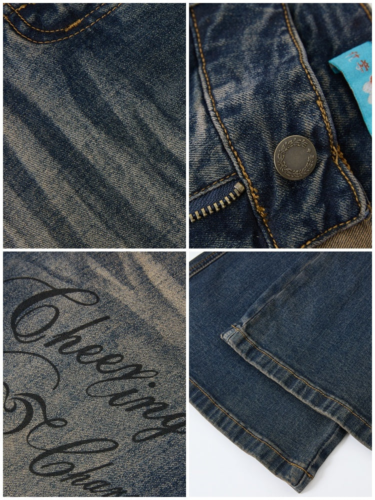 "Against Time" Low-Rise Jeans Retro Pear-Shaped Crotch Covering Slim Pants【s0000014739】