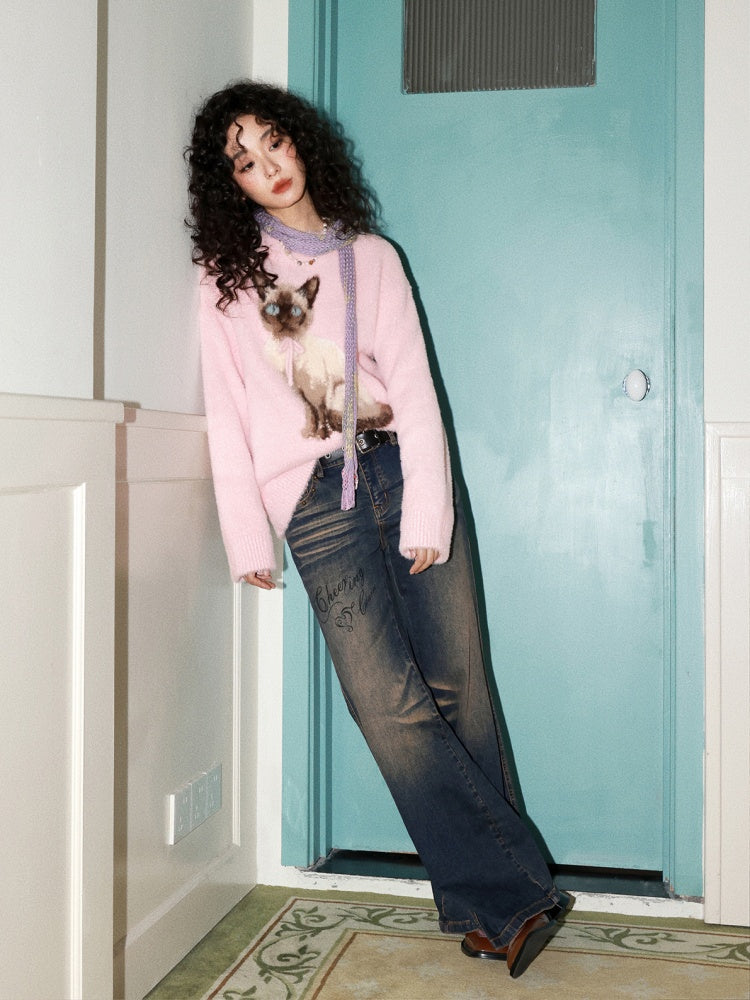 "Against Time" Low-Rise Jeans Retro Pear-Shaped Crotch Covering Slim Pants【s0000014739】