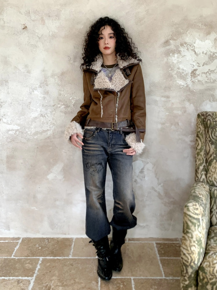 "Against Time" Low-Rise Jeans Retro Pear-Shaped Crotch Covering Slim Pants【s0000014739】