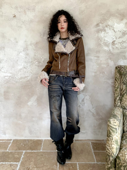 "Against Time" Low-Rise Jeans Retro Pear-Shaped Crotch Covering Slim Pants【s0000014739】