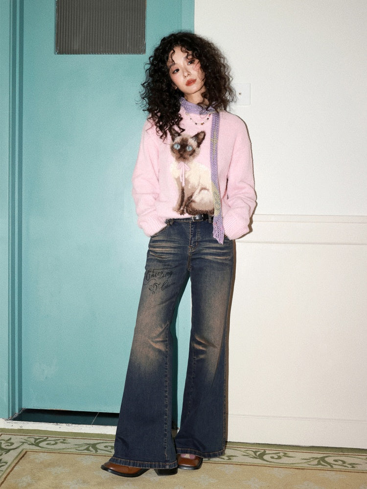 "Against Time" Low-Rise Jeans Retro Pear-Shaped Crotch Covering Slim Pants【s0000014739】