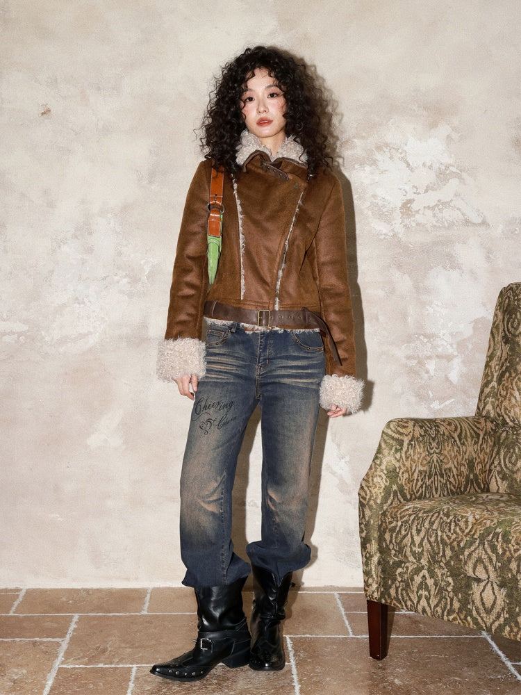 "Against Time" Low-Rise Jeans Retro Pear-Shaped Crotch Covering Slim Pants【s0000014739】