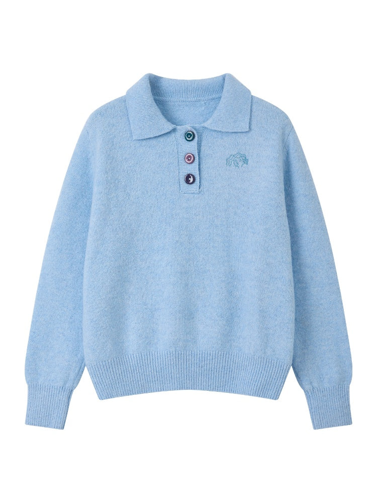 "Starry Moon Nocturne" Retro Casual Polo Lapel Pullover Knitted Sweater【s0000014742】