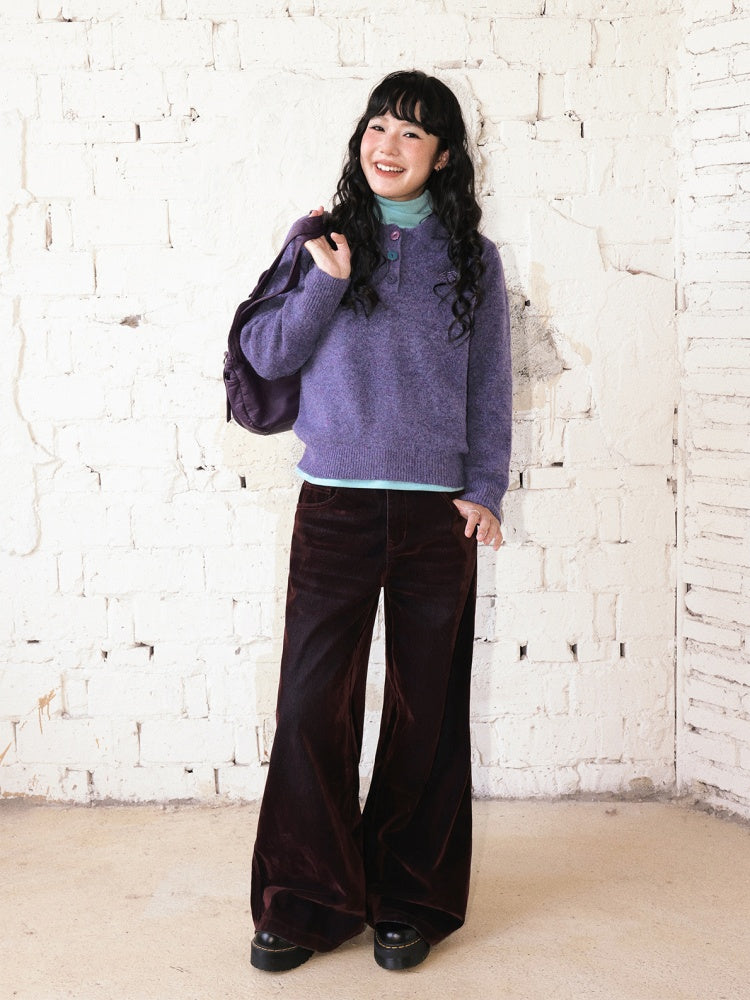 "Starry Moon Nocturne" Retro Casual Polo Lapel Pullover Knitted Sweater【s0000014742】