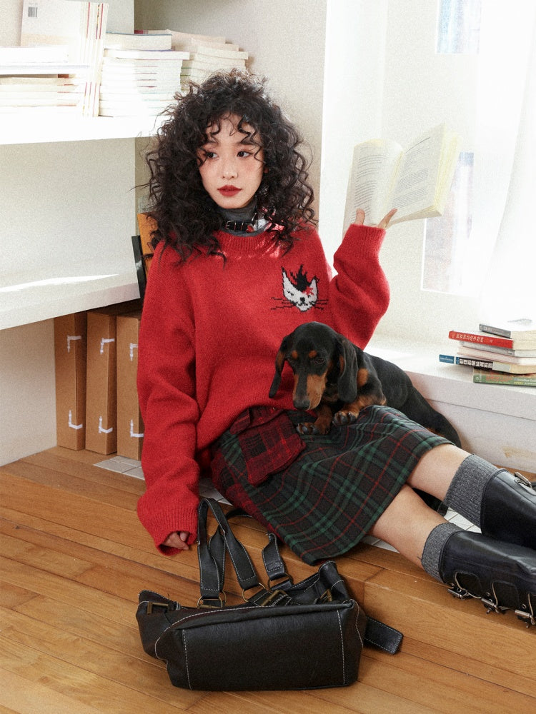 "Punk Kitten" Mohair Pullover Knitted Sweater【s0000014743】