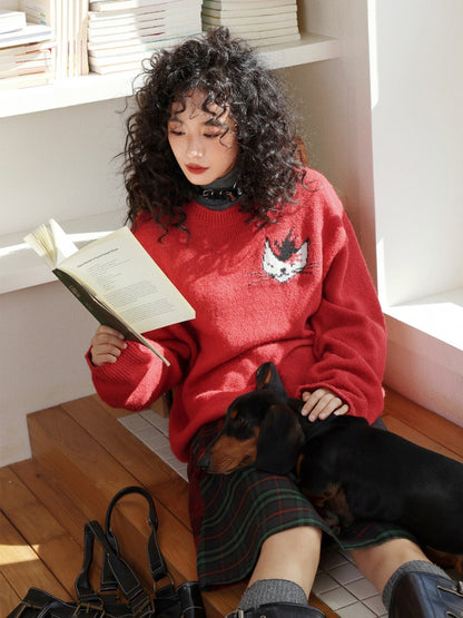"Punk Kitten" Mohair Pullover Knitted Sweater【s0000014743】