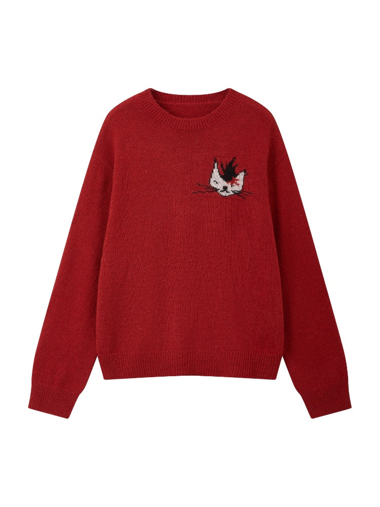 "Punk Kitten" Mohair Pullover Knitted Sweater【s0000014743】