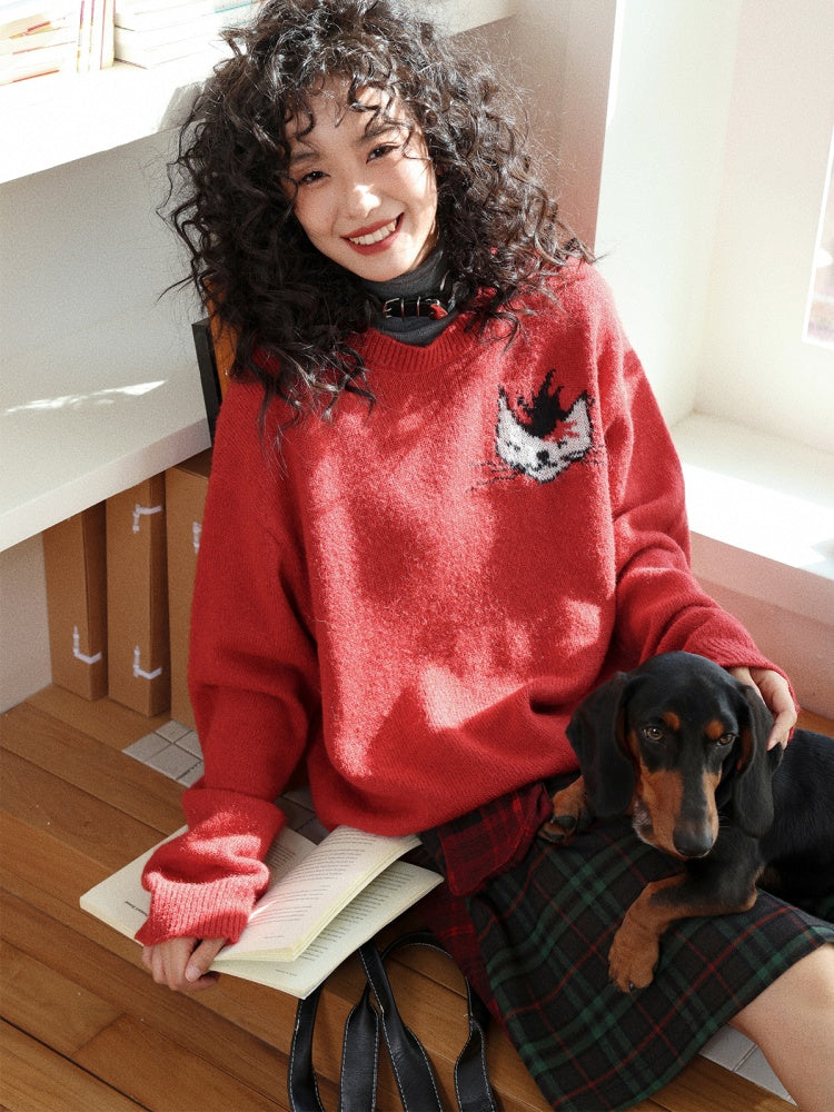 "Punk Kitten" Mohair Pullover Knitted Sweater【s0000014743】