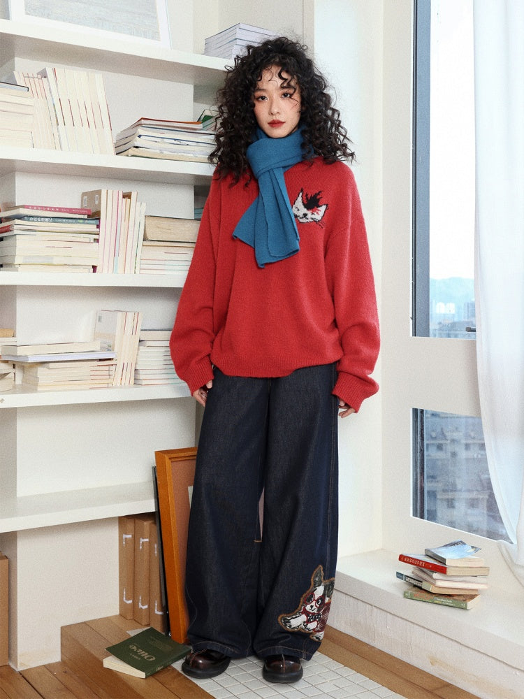 "Punk Kitten" Mohair Pullover Knitted Sweater【s0000014743】
