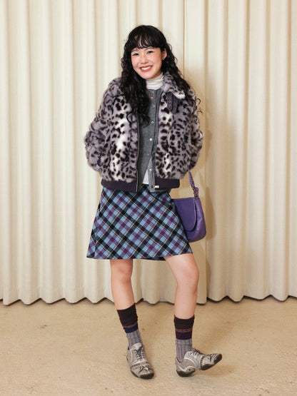 "Dream Parade" Leopard Print Fur Lapel Short Coat【s0000014746】