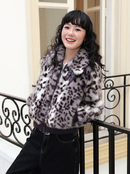 "Dream Parade" Leopard Print Fur Lapel Short Coat【s0000014746】