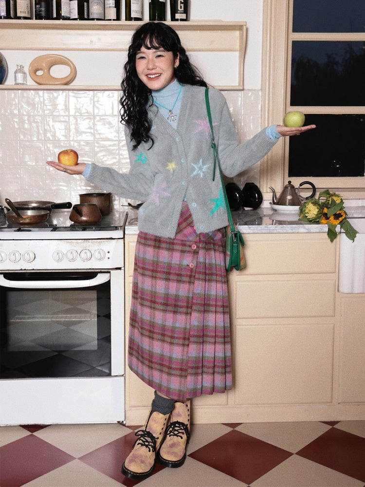 "Unfinished Words" Wool Affectionate Plaid A-line Skirt Side Press Pleated Design【s0000014747】