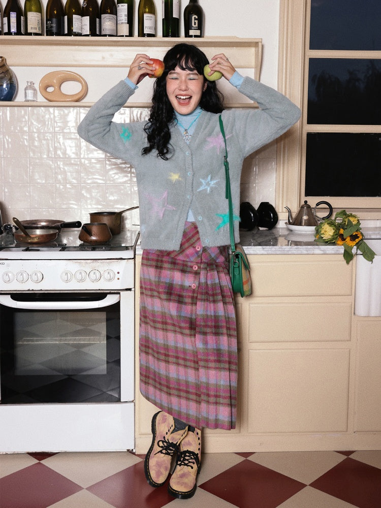 "Unfinished Words" Wool Affectionate Plaid A-line Skirt Side Press Pleated Design【s0000014747】