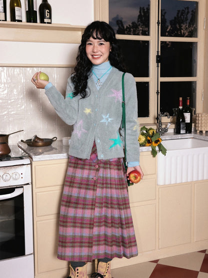 "Unfinished Words" Wool Affectionate Plaid A-line Skirt Side Press Pleated Design【s0000014747】