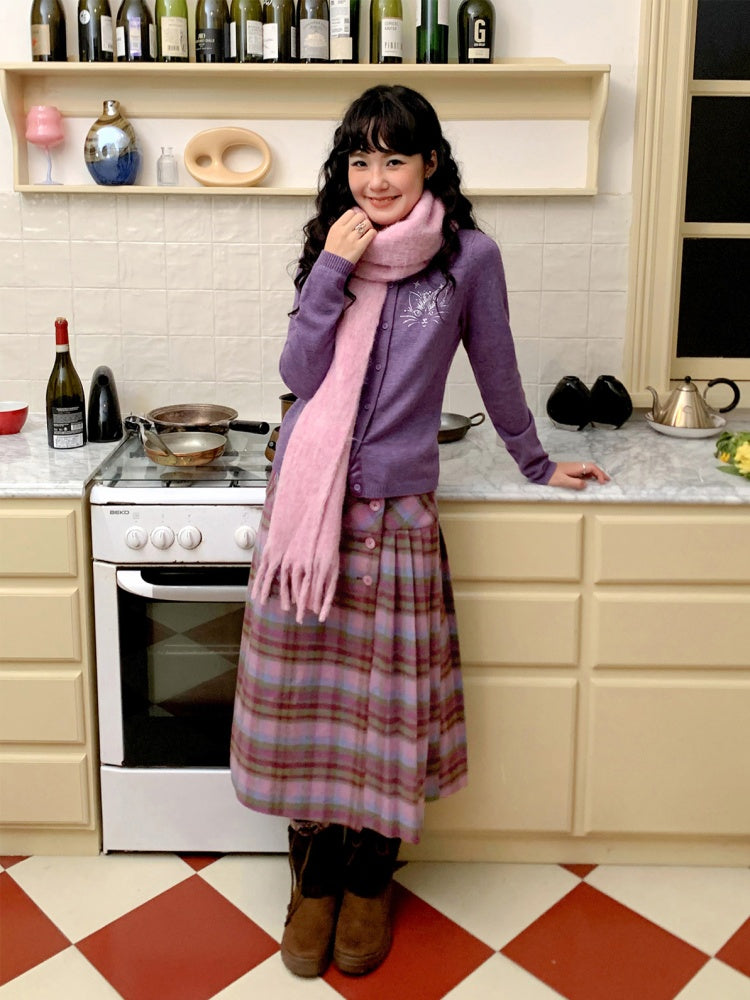 "Unfinished Words" Wool Affectionate Plaid A-line Skirt Side Press Pleated Design【s0000014747】