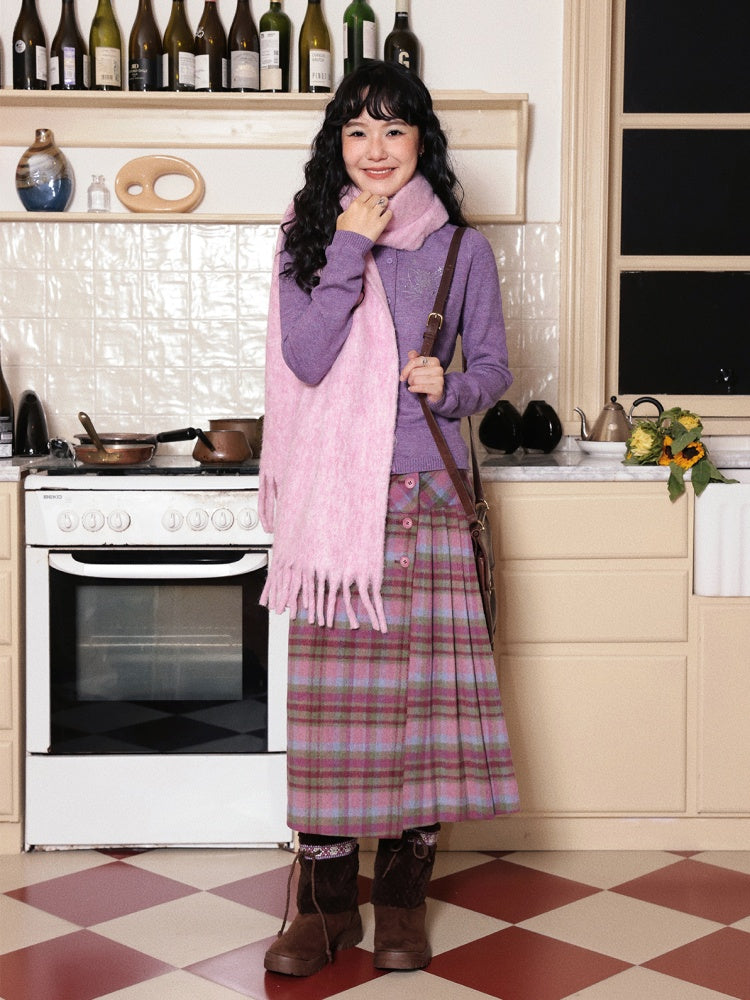"Unfinished Words" Wool Affectionate Plaid A-line Skirt Side Press Pleated Design【s0000014747】
