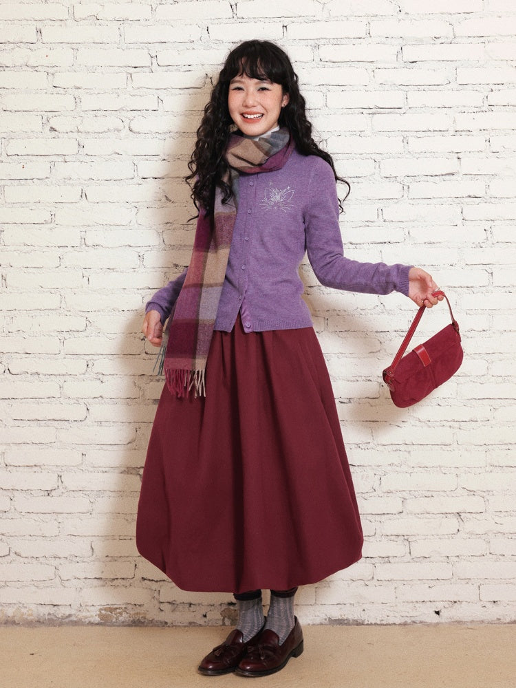 "Velvet Old Times" Woolen Bud Half-Length Skirt【s0000014748】