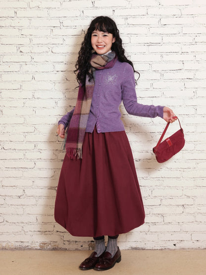 "Velvet Old Times" Woolen Bud Half-Length Skirt【s0000014748】
