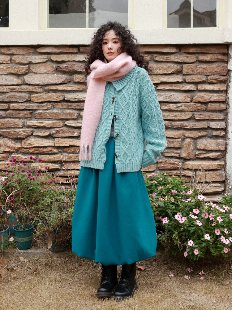 "Velvet Old Times" Woolen Bud Half-Length Skirt【s0000014748】