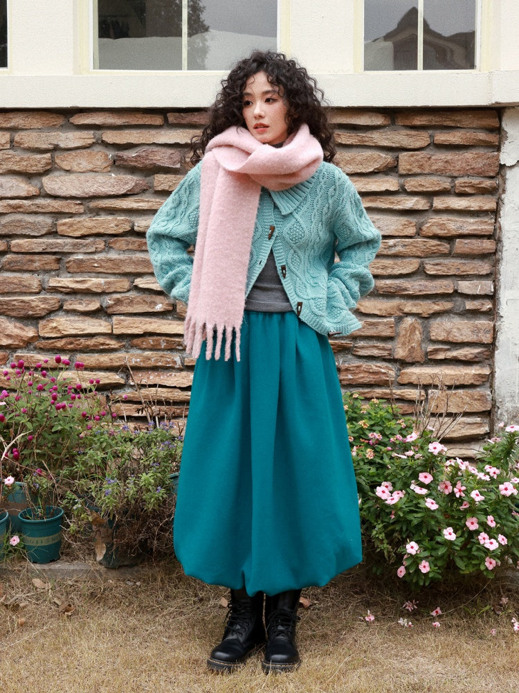 "Velvet Old Times" Woolen Bud Half-Length Skirt【s0000014748】