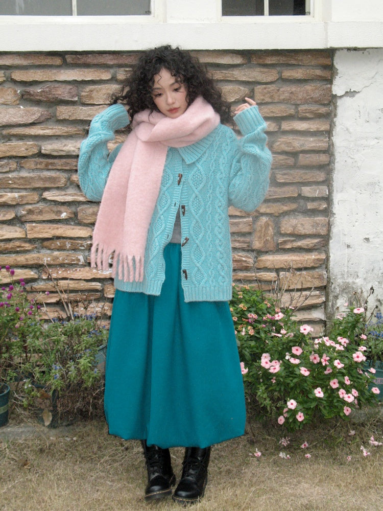 "Velvet Old Times" Woolen Bud Half-Length Skirt【s0000014748】