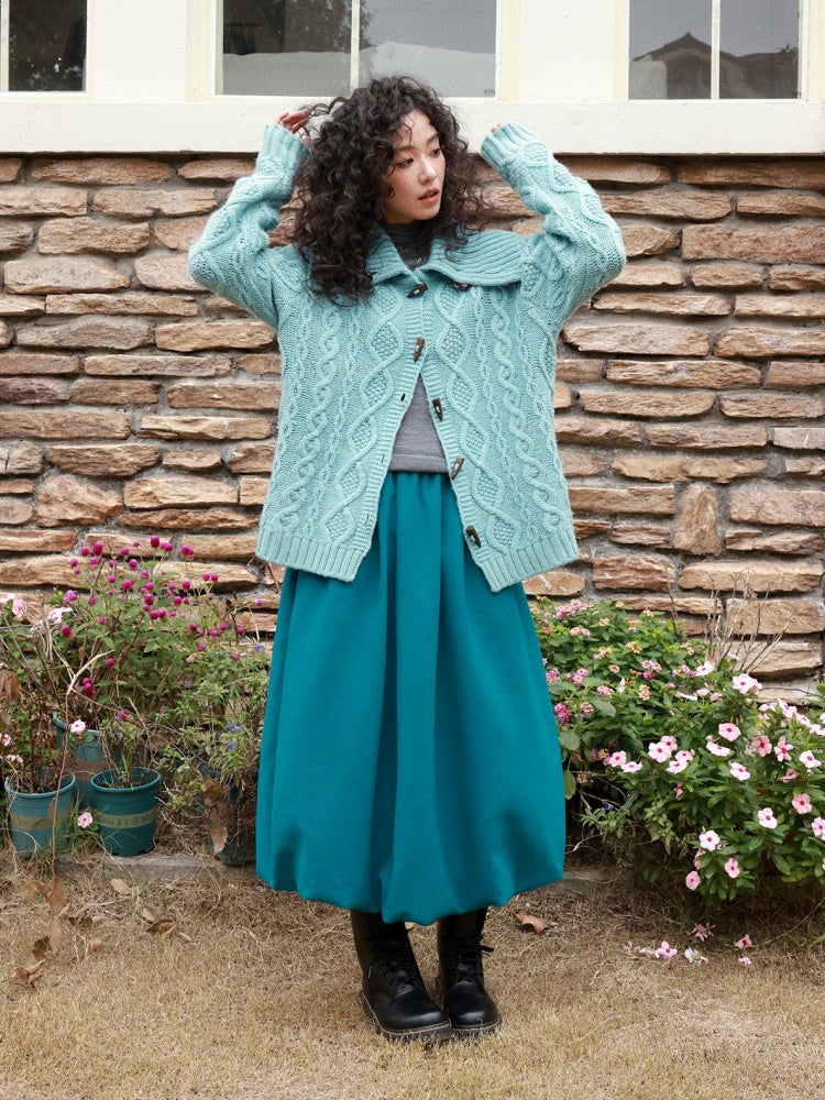 "Velvet Old Times" Woolen Bud Half-Length Skirt【s0000014748】