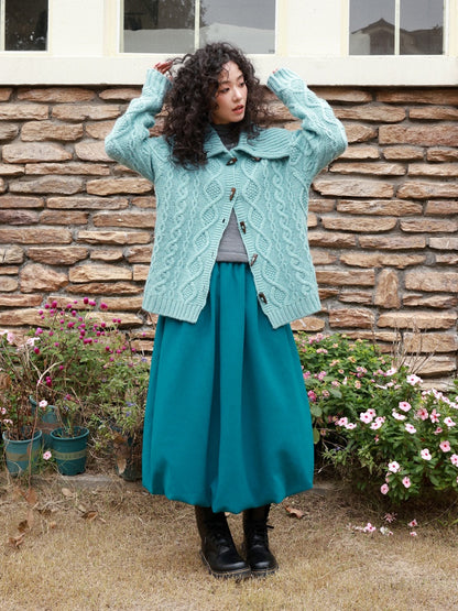 "Velvet Old Times" Woolen Bud Half-Length Skirt【s0000014748】